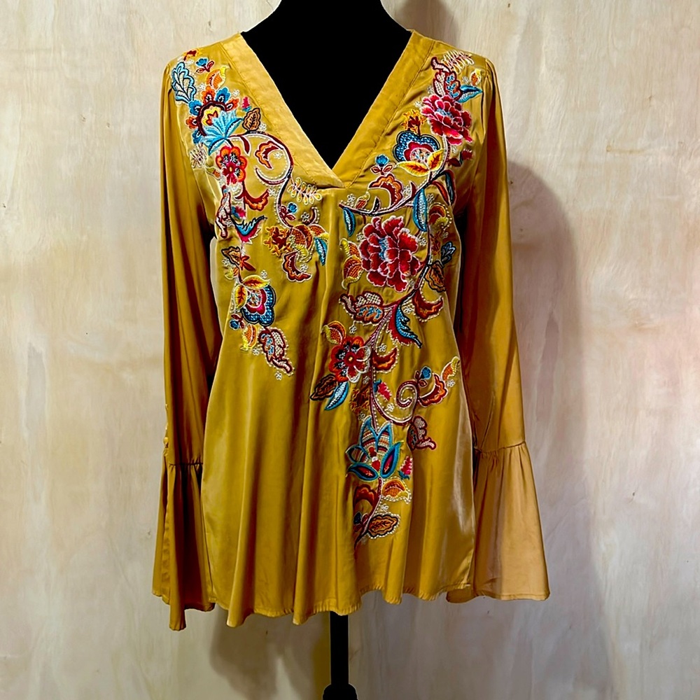 Womens Mexican embroidery rayon shirt